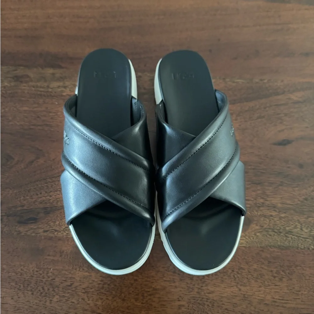 UGG Black Criss-Cross Slide Sandals - Picture 3 of 8